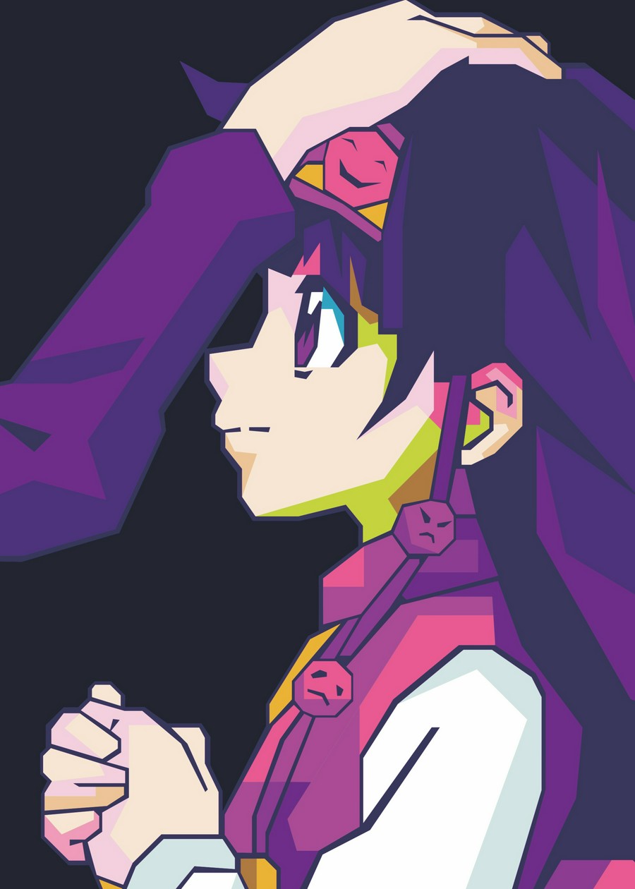  WPAP illustration of Alluka Zoldyck from Hunter x Hunter in bold geometric colors.