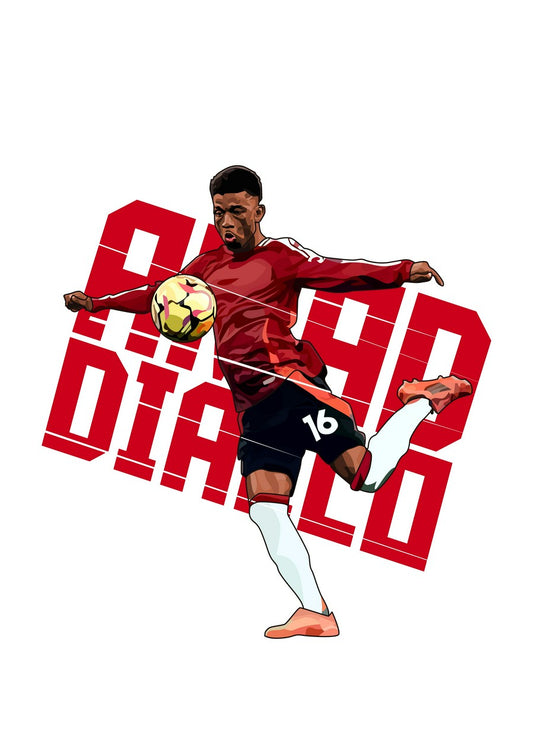   Amad Diallo kicking the ball in vexel art style.