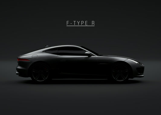 A sleek and aggressive side-profile of the Jaguar F-Type R in black, showcasing its luxurious design and raw performance.