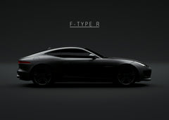 A sleek and aggressive side-profile of the Jaguar F-Type R in black, showcasing its luxurious design and raw performance.