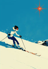 Skiing Through Sunlit Snow