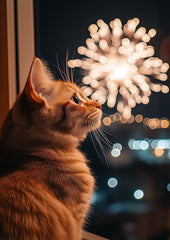 Kitten Enjoying Fireworks