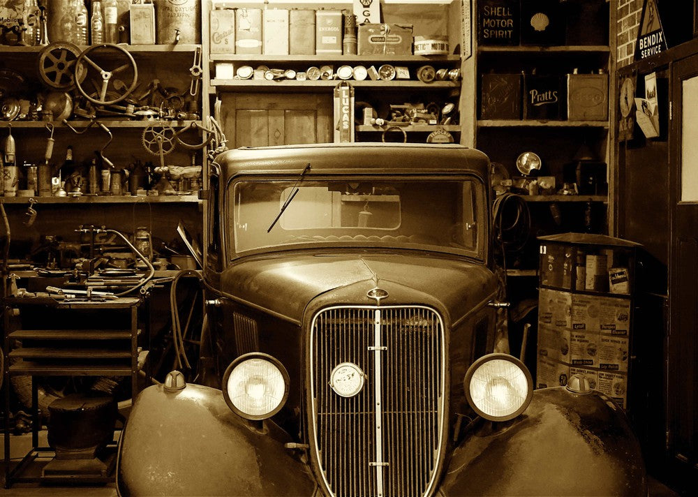 Retro Car in Old Garage