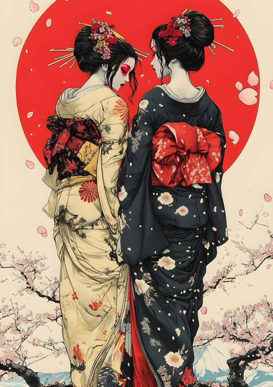 Two Geishas in Kimono