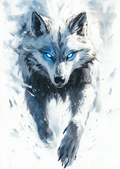 Wolf Sketch with Blue Eyes