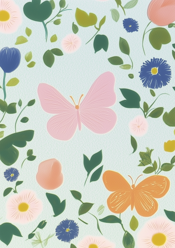 Colorful Butterfly and Flowers