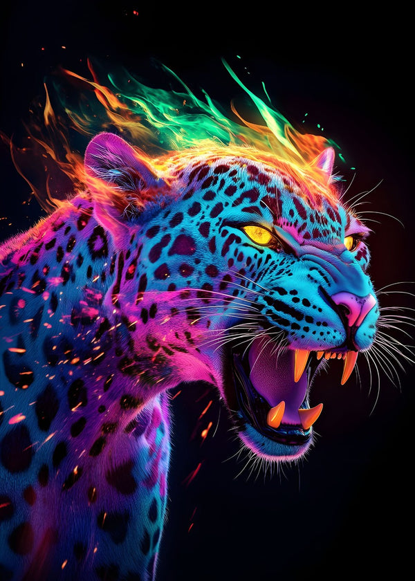 Leopard in Fiery Roar