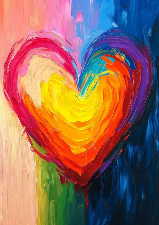 Rainbow Heart Oil Painting