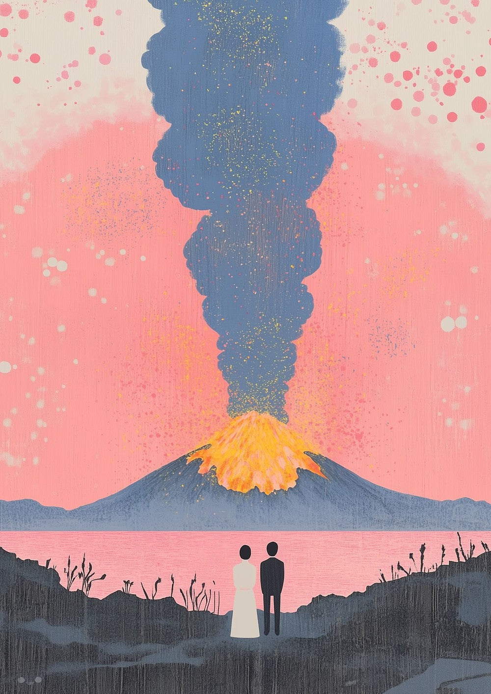 Dreamy Volcano Eruption with Couple