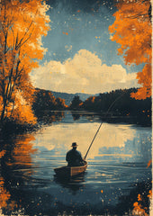 Man Fishing in Tranquil Waters