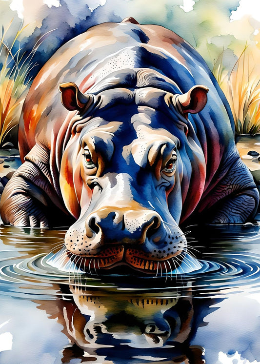 Watercolor Hippopotamus