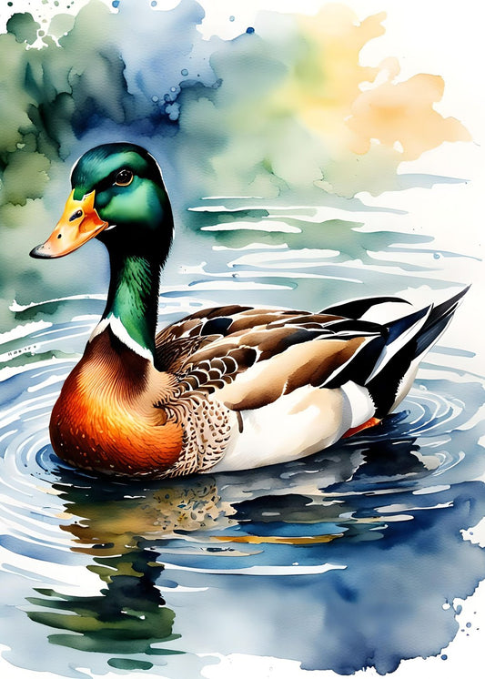 Watercolor Mallard Duck