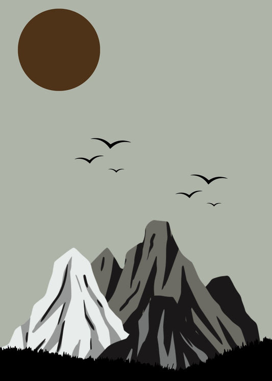 Sun, Birds, and Mountains