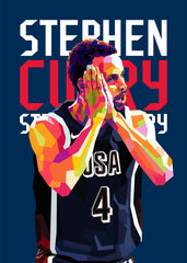  Stephen Curry WPAP portrait, colorful geometric illustration, basketball icon.

