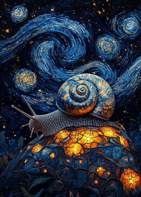 Starry Snail Night Art