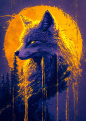 Fox with golden moon