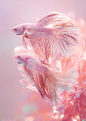 Two Pink Fish with Long Tails