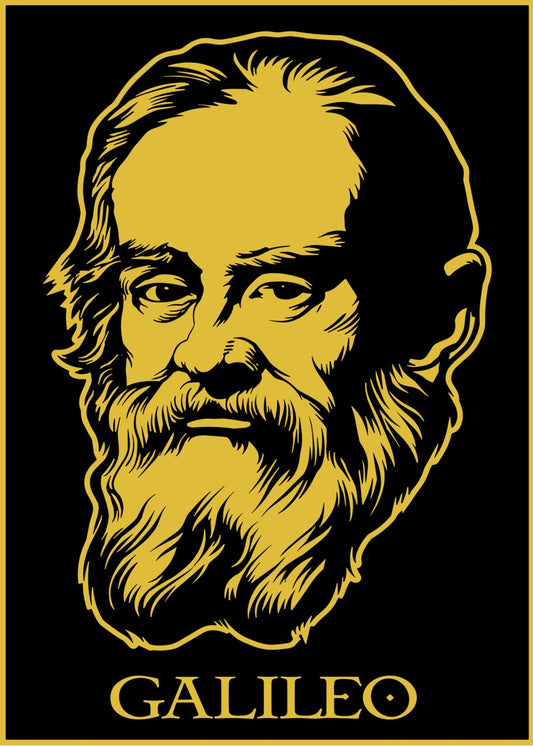 Galileo Galilei Portrait in Gold Black