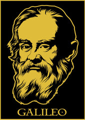Galileo Galilei Portrait in Gold Black
