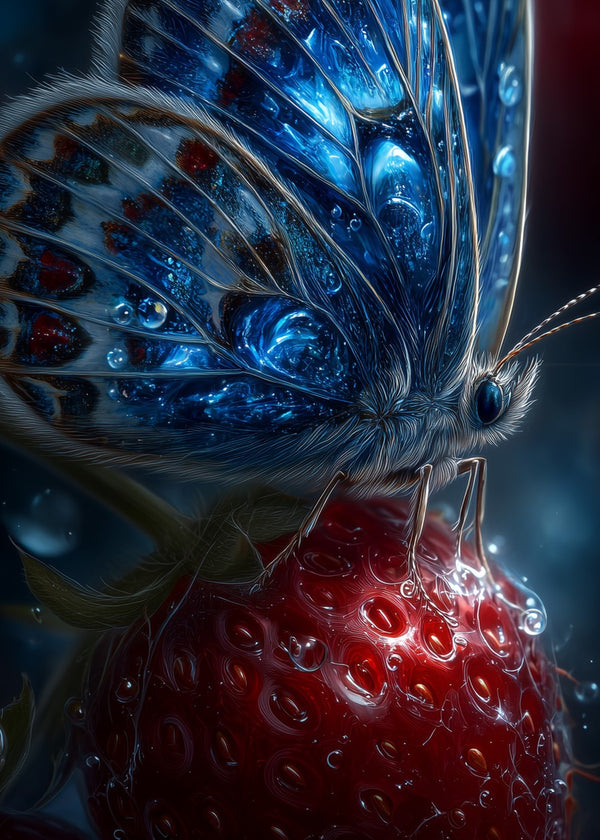 Butterfly on a strawberry