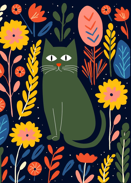 Green Cat Garden Night