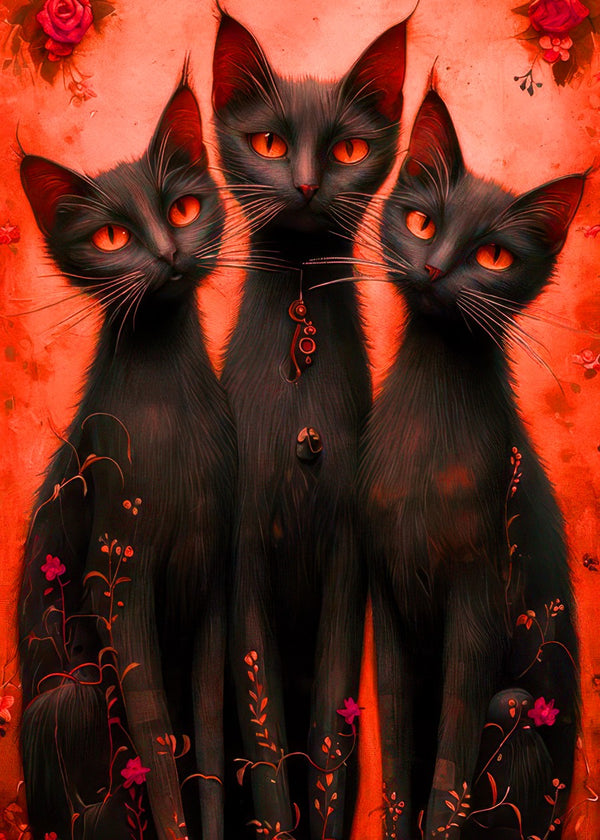 Three black cats