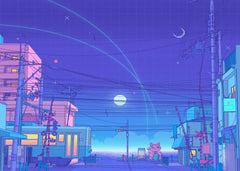Lofi Japanese Cat wall art