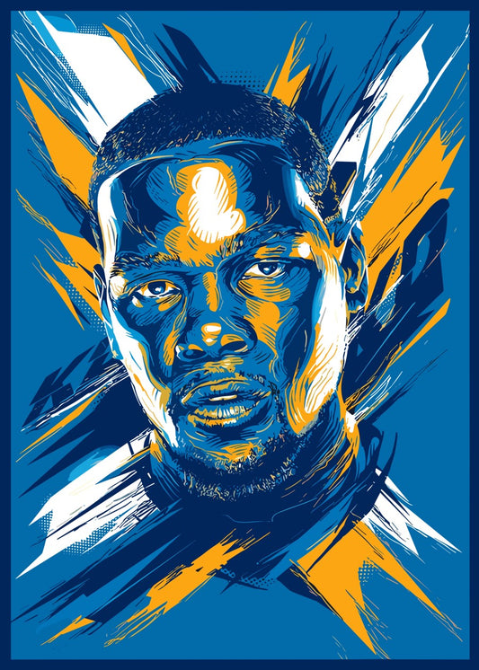 Blue and Gold Portrait Illustr