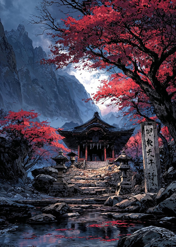 Mountain Temple in Autumn