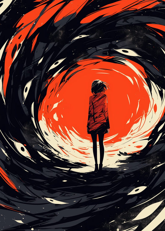 Girl in swirling vortex of eye