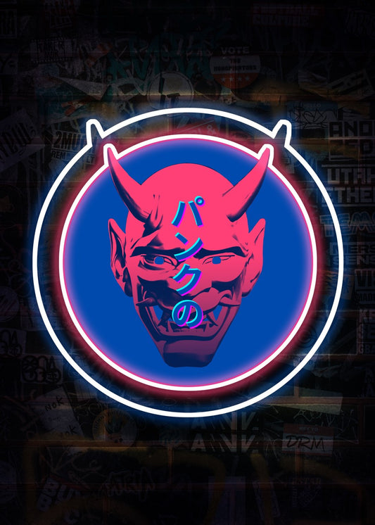 Neon Cyberpunk Japanese Mask