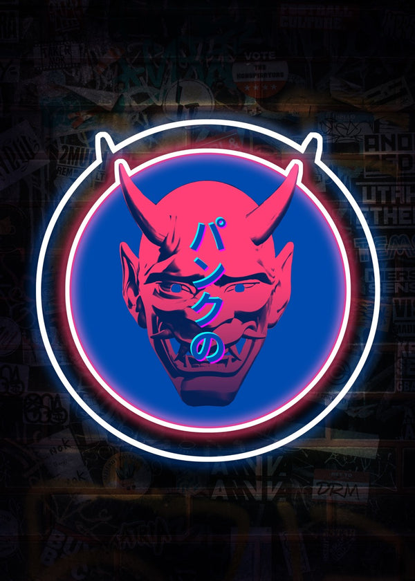 Neon Cyberpunk Japanese Mask