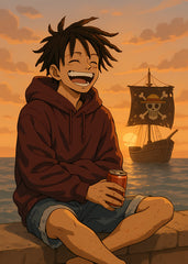 Luffy Chill Pirate Sunset