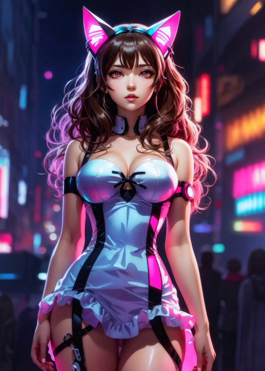 Neon Anime Cat Girl