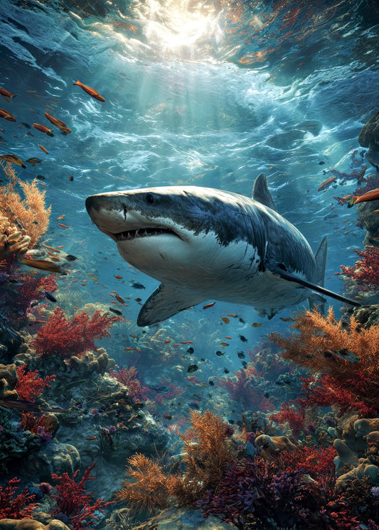 Great White Shark On The Hunt