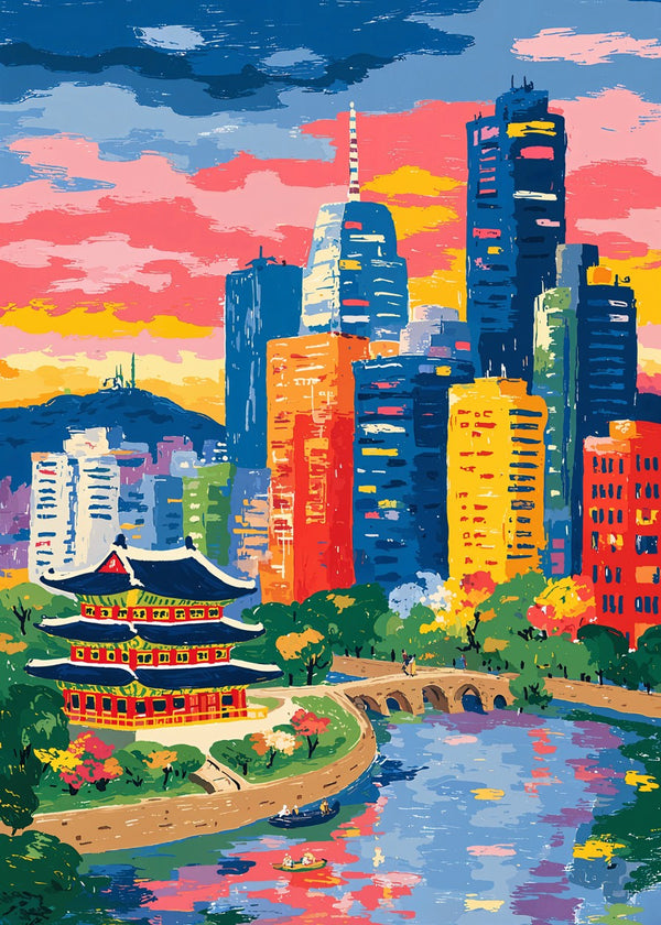 Fauvist Seoul Skyline Scene