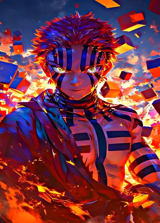 Akaza Fiery Dynamic Scene, Demon Slayer Kimetsu no Yaiba