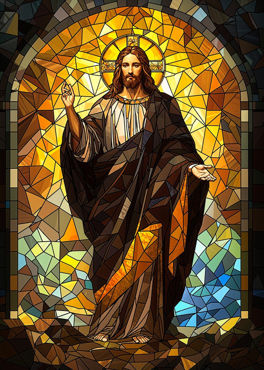 Jesus in Stained Glass Light