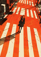 Anime Girl on Crosswalk