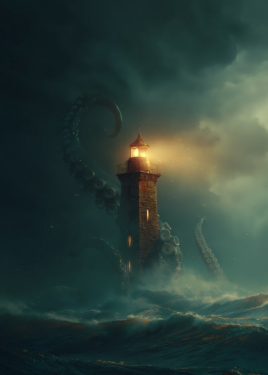  Steampunk Lighthouse Kraken Octopus