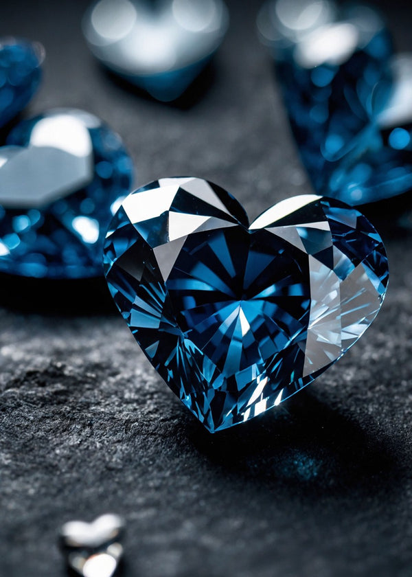 shiny heart blue diamond
