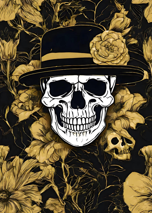 White Skull Flower Black gold