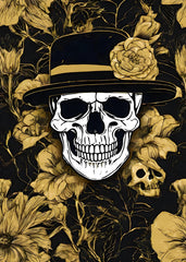 White Skull Flower Black gold
