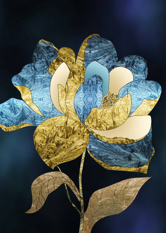Royal Blue and Gold Abstract