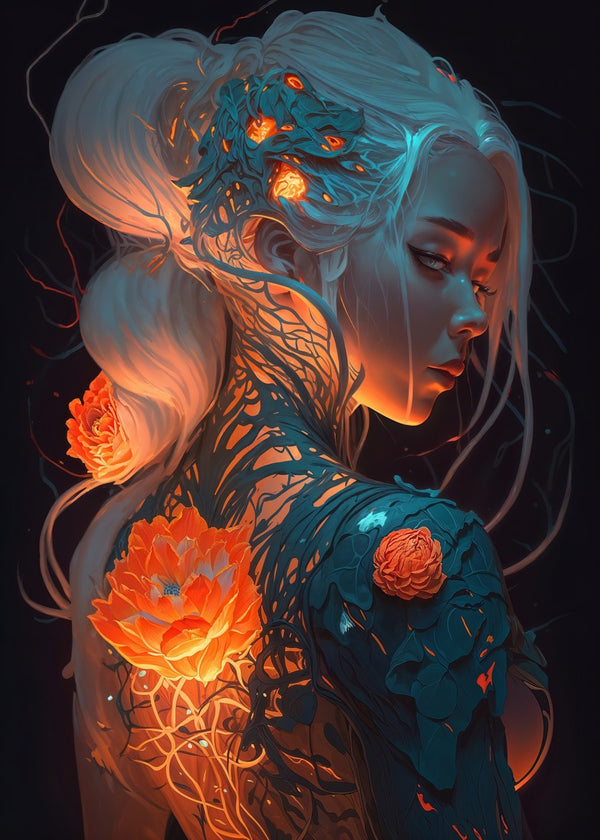 Glowing Floral Cyberpunk Girl