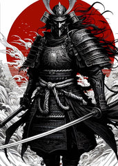 A grim samurai in traditional 