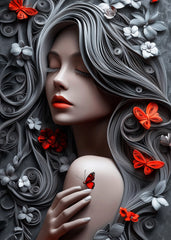 Fantasy Girl and red butterflies