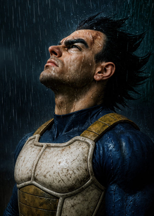 Vegeta in the rain