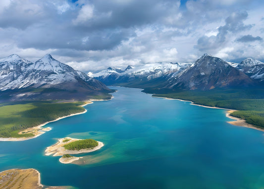 Aerial view of Spray Lakes, Alberta Canada