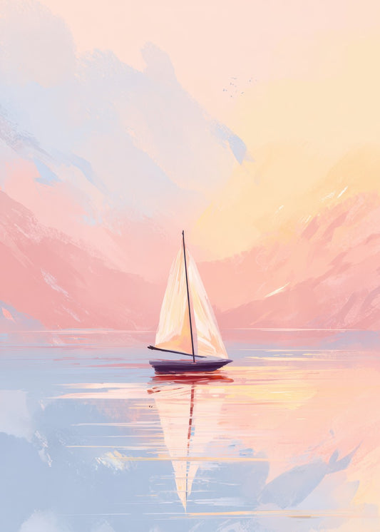 Simple Sailing Boat on the Sea